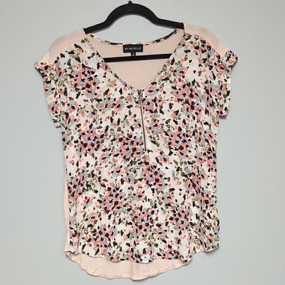 My Michelle Pink Cap Sleeve Blouse